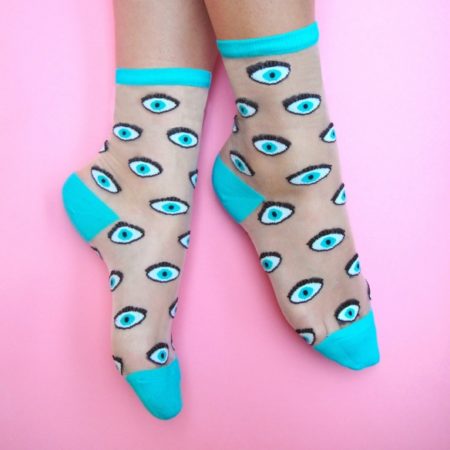Eyes Sheer Socks – Blue