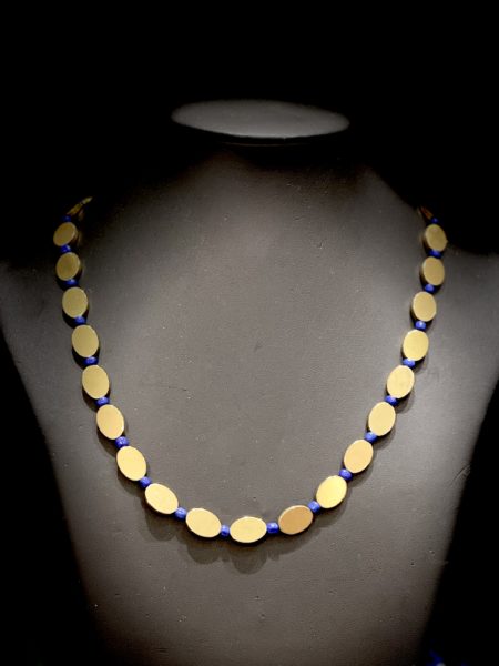 Necklace with gold plated hematite & agate